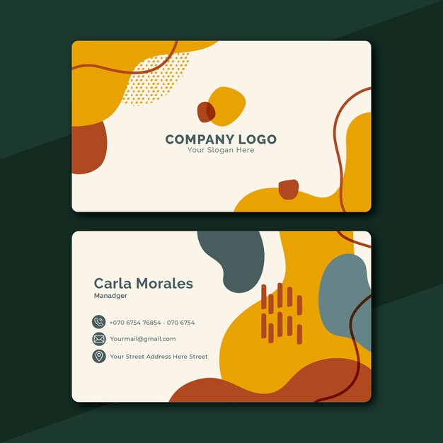 Plantilla de tarjeta de visita horizontal abstracta dibujada a mano