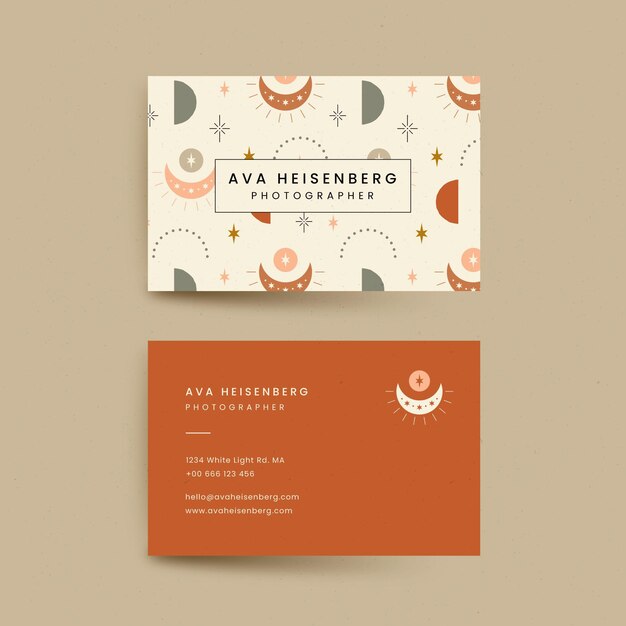 Plantilla de tarjeta de visita horizontal boho dibujada a mano