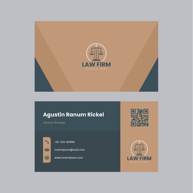 Plantilla de tarjeta de visita horizontal de bufete de abogados plano