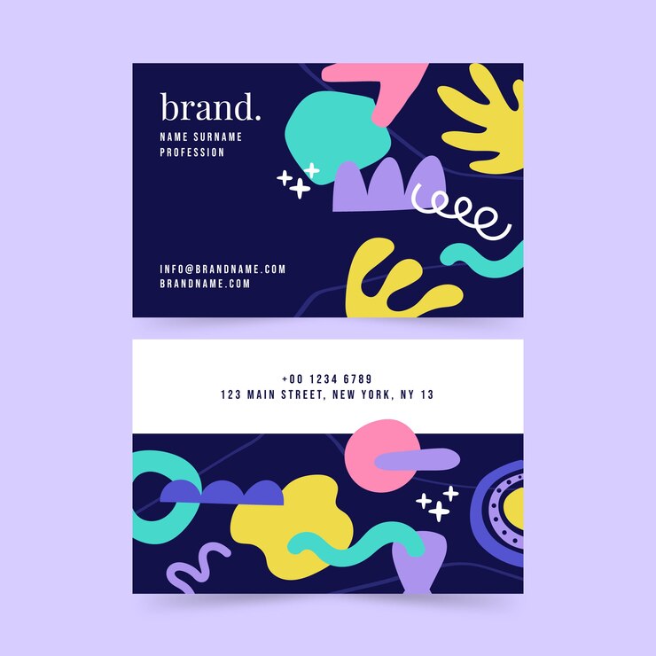 Vector gratuito plantilla de tarjeta de visita horizontal de doble cara abstracta plana