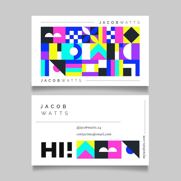 Plantilla de tarjeta de visita horizontal de mosaico plano