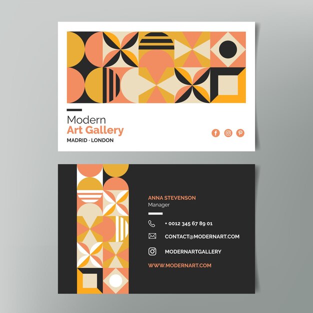 Plantilla de tarjeta de visita horizontal de mosaico plano