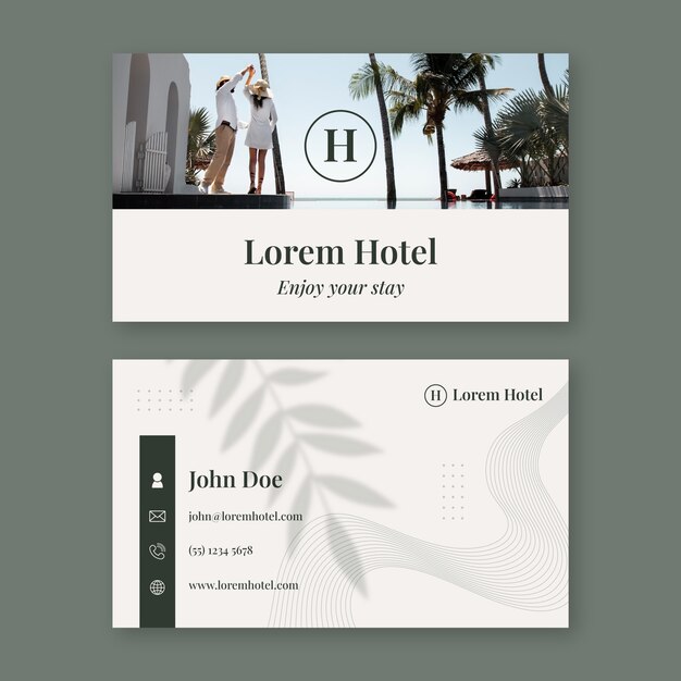 Plantilla de tarjeta de visita horizontal para negocio hotelero