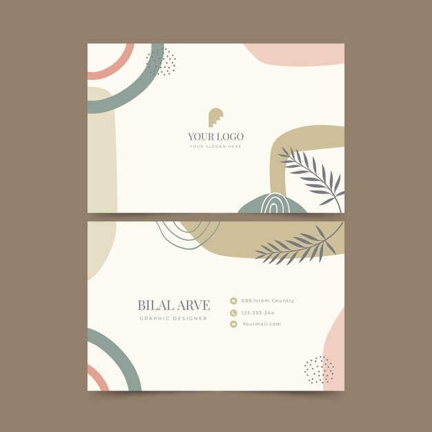 Plantilla de tarjeta de visita horizontal plana boho