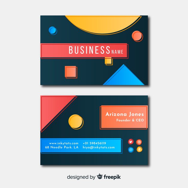 Plantilla de tarjeta de visita moderna en diseño flat