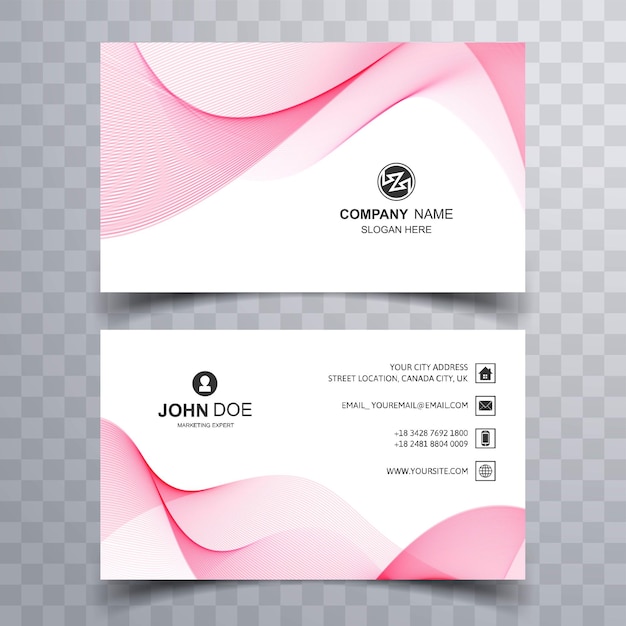 Vector gratuito plantilla de tarjeta de visita moderna con diseño de onda rosa