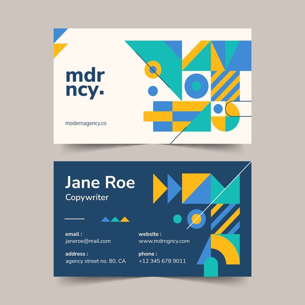 Plantilla de tarjeta de visita moderna de diseño plano