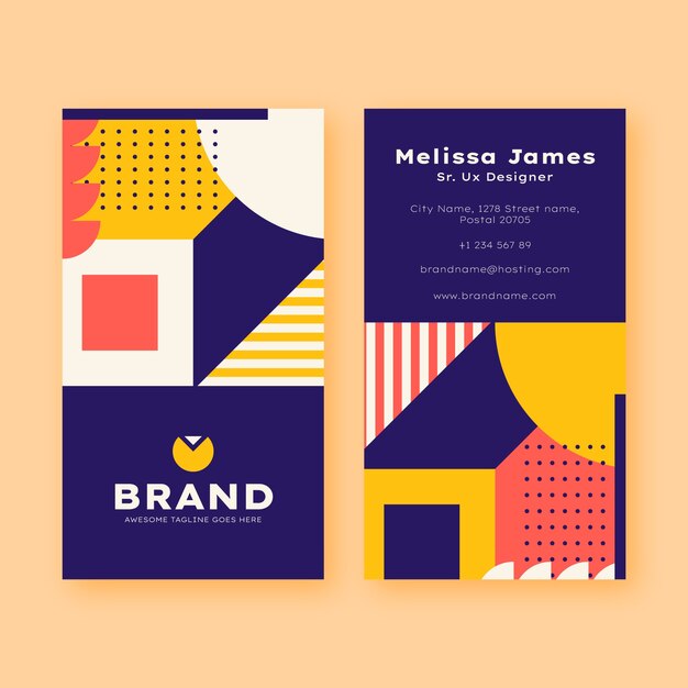 Plantilla de tarjeta de visita moderna de diseño plano