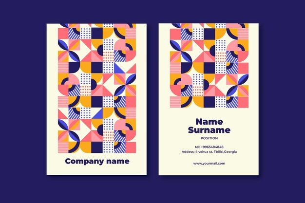 Plantilla de tarjeta de visita de mosaico plano