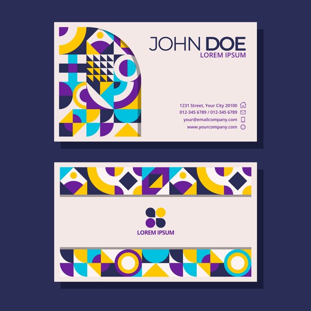 Plantilla de tarjeta de visita de mosaico plano