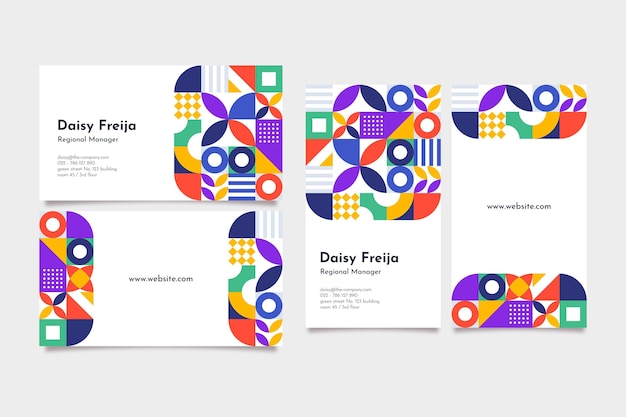 Plantilla de tarjeta de visita de mosaico plano