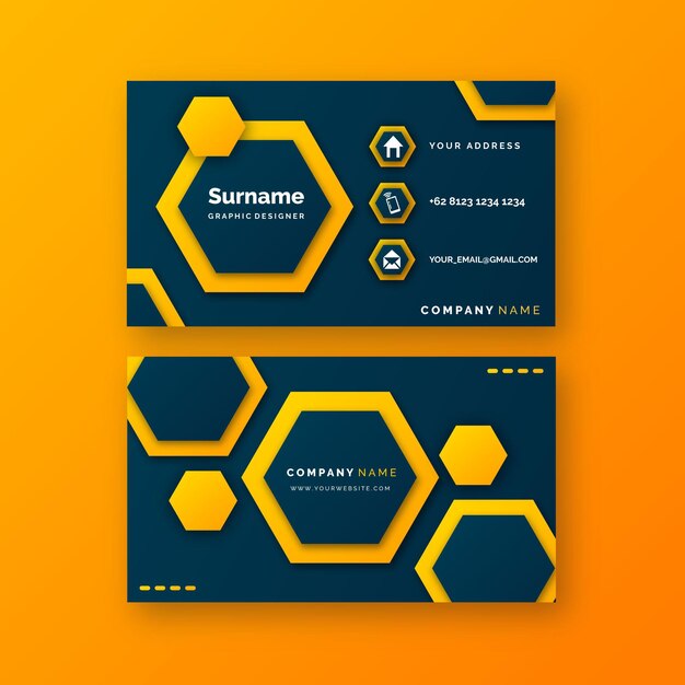 Plantilla de tarjeta de visita neumorph con hexágonos