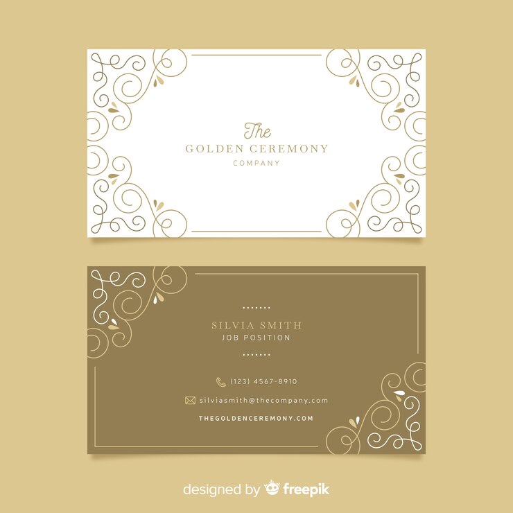 Vector gratuito plantilla de tarjeta de visita ornamental dorada