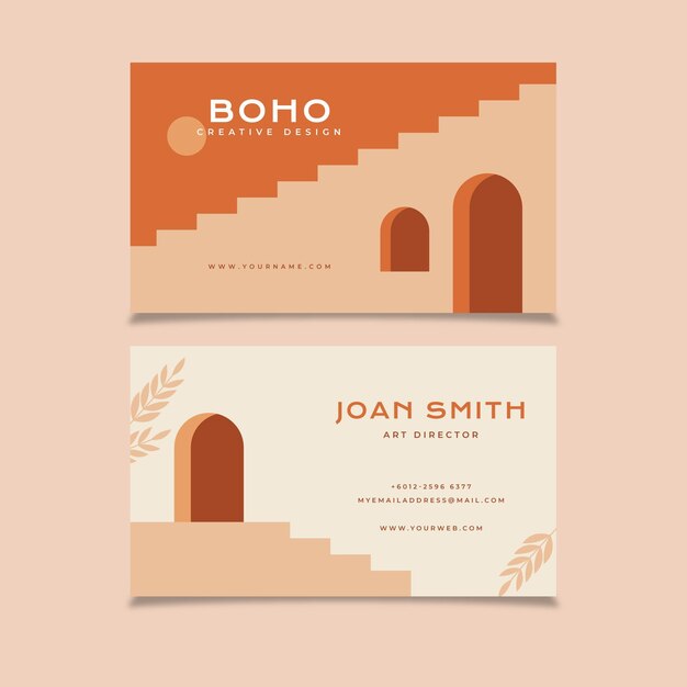 Plantilla de tarjeta de visita plana horizontal boho