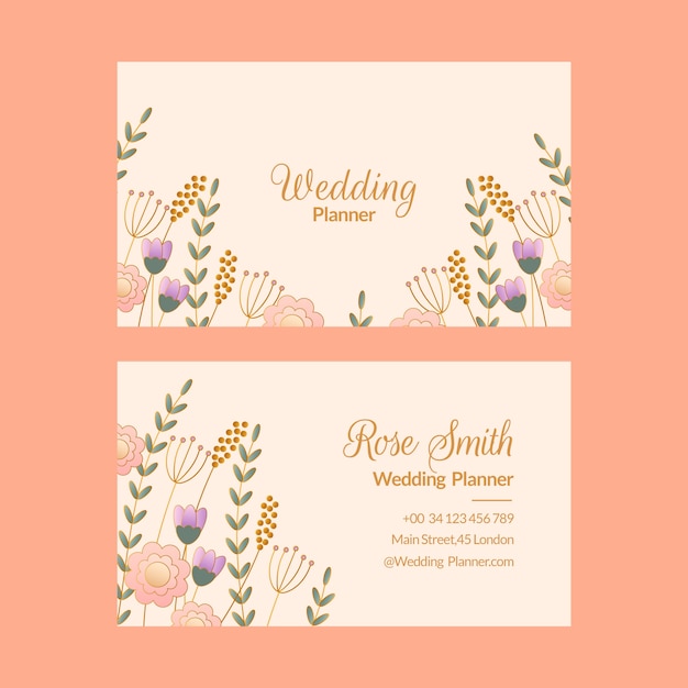 plantilla de tarjeta de visita para el planificador de bodas