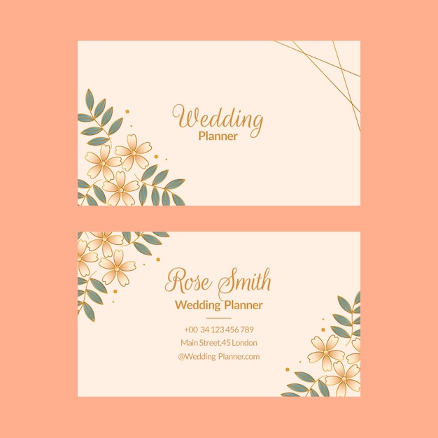 Vector gratuito plantilla de tarjeta de visita para el planificador de bodas