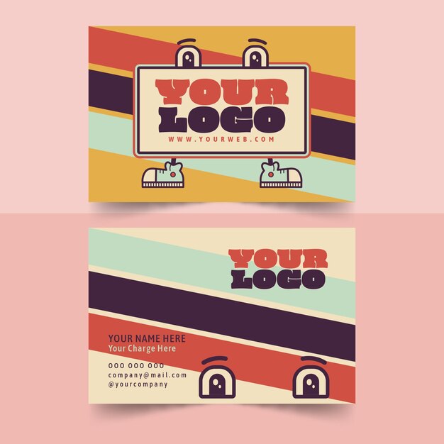 Plantilla de tarjeta de visita retro dibujada a mano