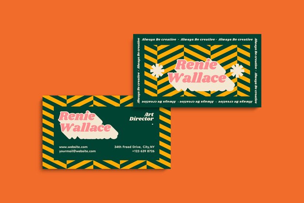 Plantilla de tarjeta de visita retro dibujada a mano
