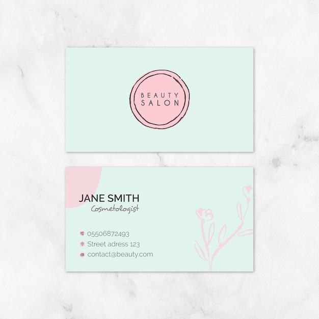 Plantilla de tarjeta de visita de salón de belleza