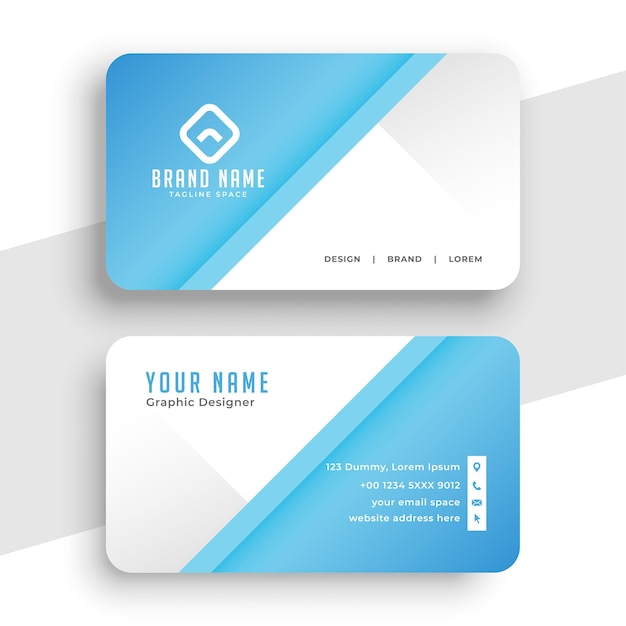 Plantilla de tarjeta de visita simple moderna azul profesional