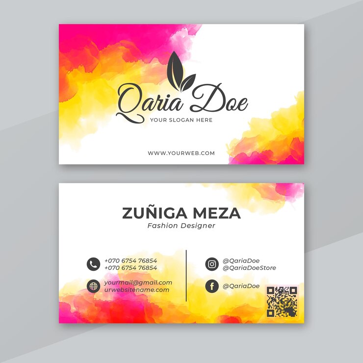 Vector gratuito plantilla de tarjeta de visita sumergida en pintura de acuarela