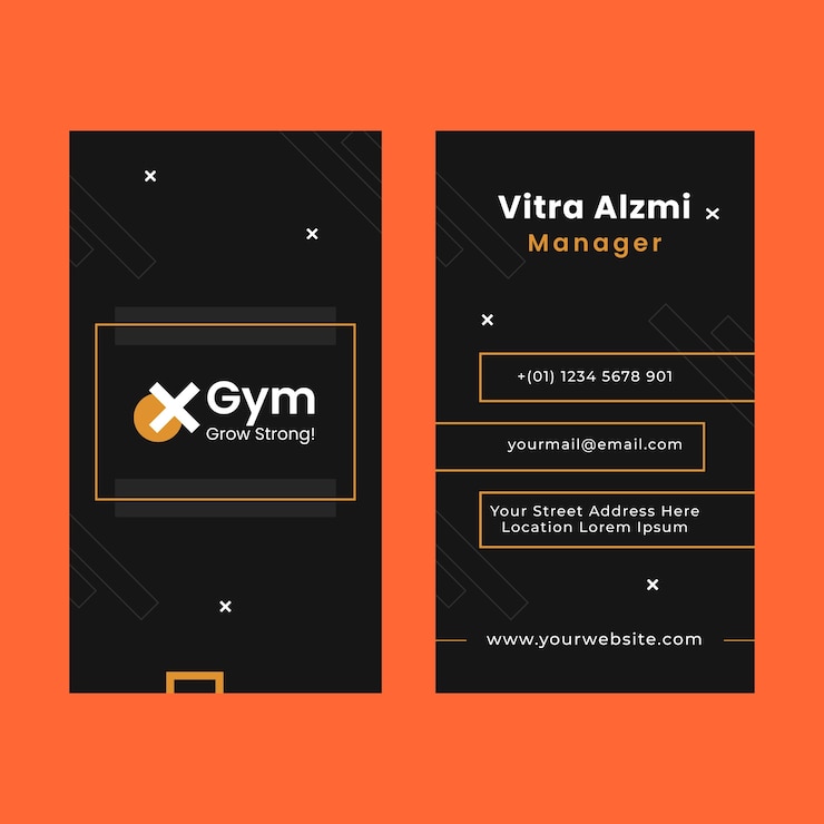 Vector gratuito plantilla de tarjeta de visita vertical plana de gimnasio y fitness