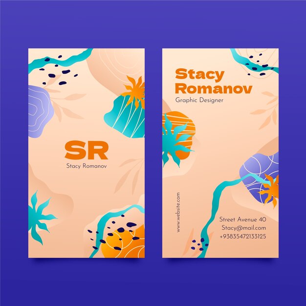 Plantilla de tarjeta de visita vertical de recursos humanos degradado