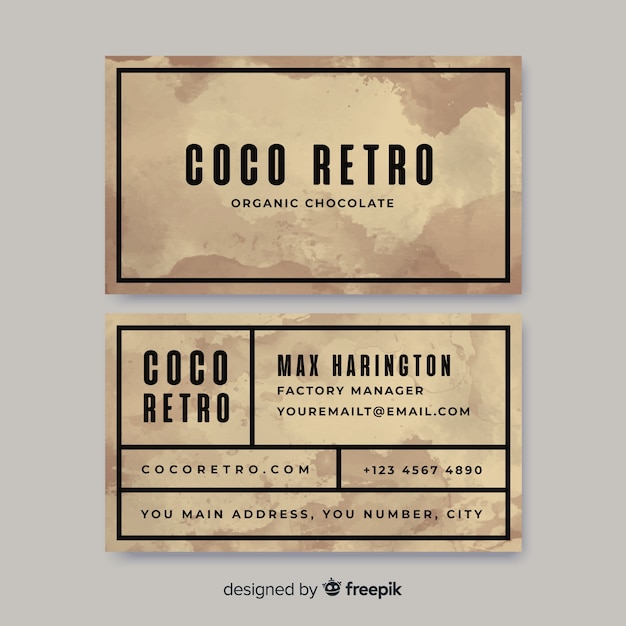 Vector gratuito plantilla de tarjeta de visita vintage acuarela