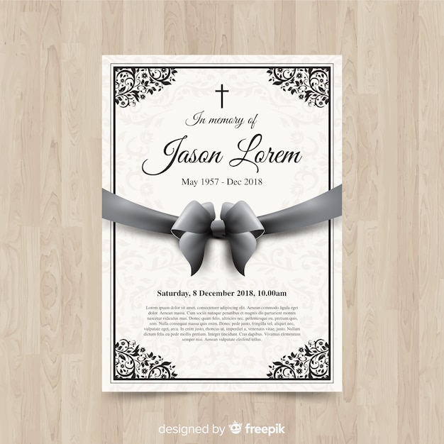 Vector gratuito plantilla de tarjetas funerarias