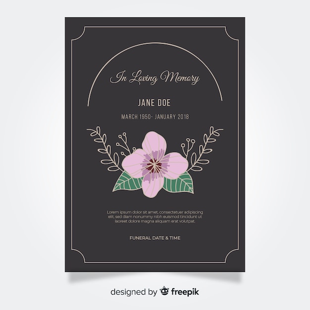 Vector gratuito plantilla de tarjetas funerarias