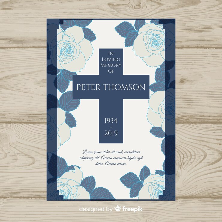 Vector gratuito plantilla de tarjetas funerarias