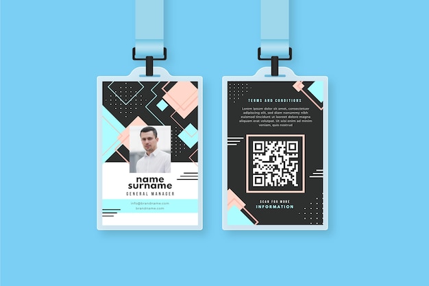 Plantilla de tarjetas de identificación abstracta con imagen