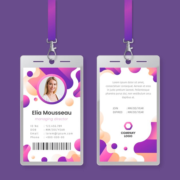 Plantilla de tarjetas de identificación abstracta con imagen
