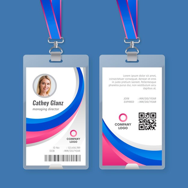 plantilla de tarjetas de identificación abstractas con foto