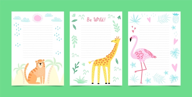 Vector gratuito plantilla de tarjetas infantiles dibujadas a mano