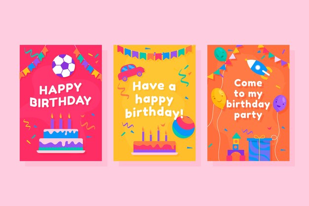 Plantilla de tarjetas infantiles dibujadas a mano