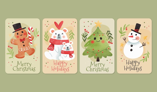 Plantilla de tarjetas de navidad en acuarela
