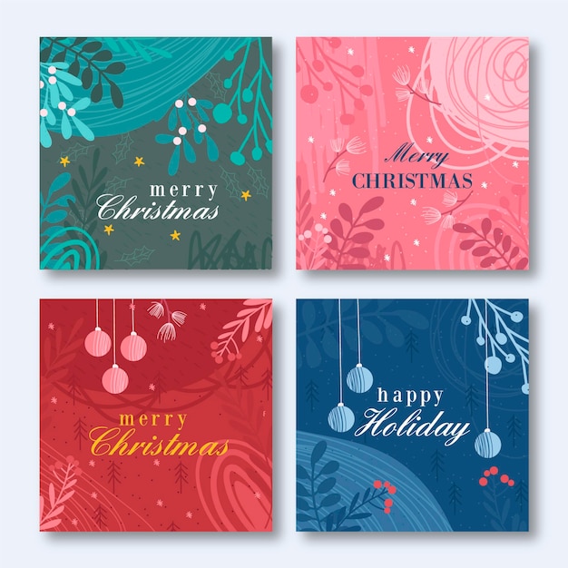 Plantilla de tarjetas de navidad dibujadas a mano