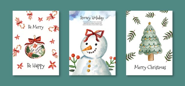 Plantilla de tarjetas de navidad de negocios en acuarela