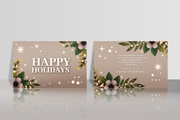 Vector gratuito plantilla de tarjetas de navidad de negocios en acuarela