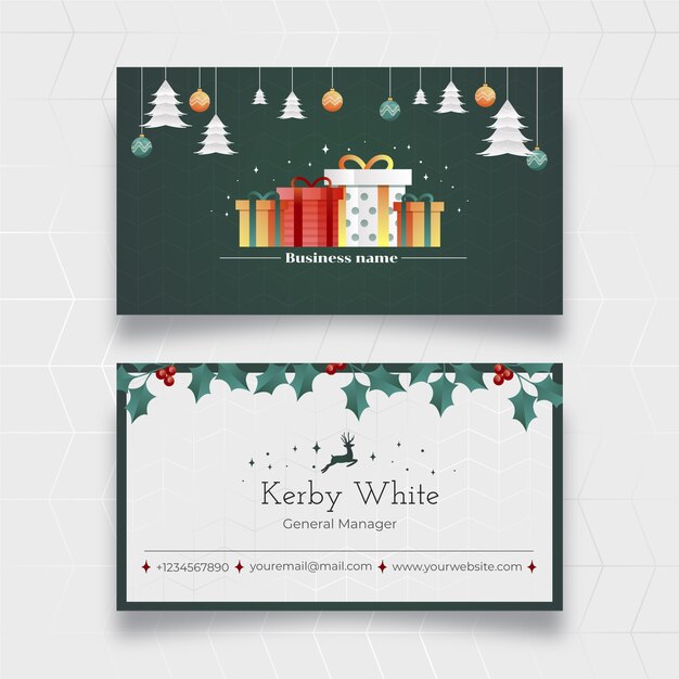 Plantilla de tarjetas de navidad de negocios con degradado
