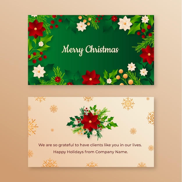Plantilla de tarjetas de navidad de negocios con degradado