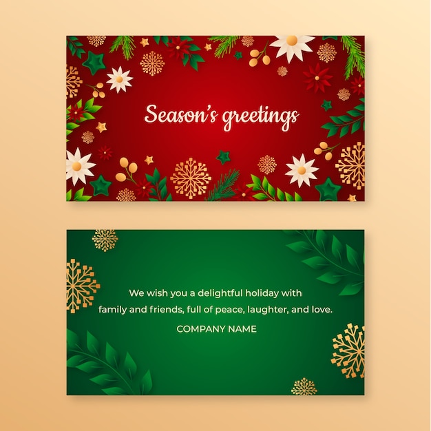Plantilla de tarjetas de navidad de negocios con degradado