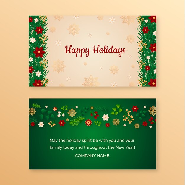 Plantilla de tarjetas de navidad de negocios con degradado