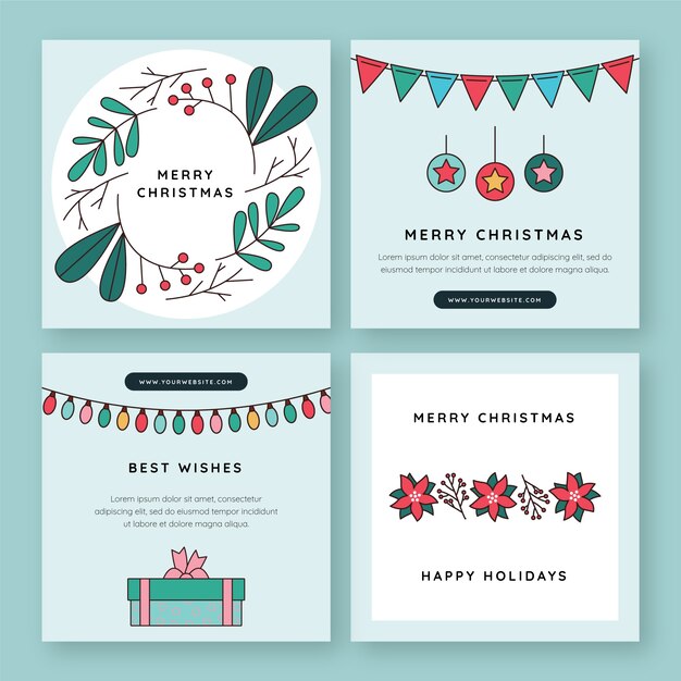 Plantilla de tarjetas de navidad de negocios dibujadas a mano
