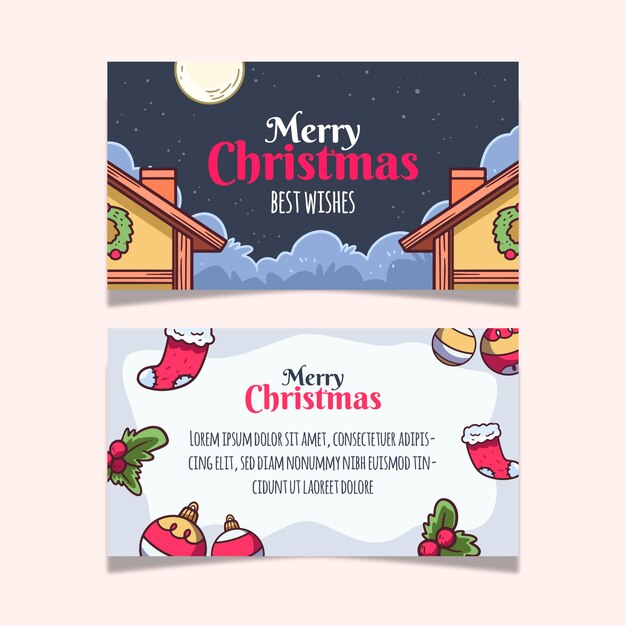 Plantilla de tarjetas de navidad de negocios dibujadas a mano