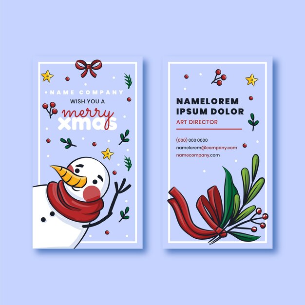 Plantilla de tarjetas de navidad de negocios dibujadas a mano