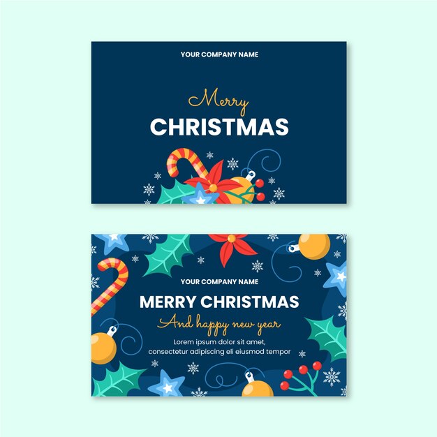Plantilla de tarjetas de navidad de negocios planas