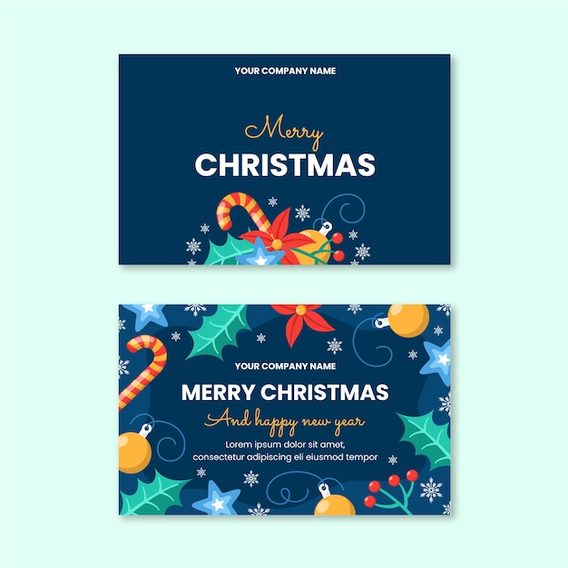 Plantilla de tarjetas de navidad de negocios planas