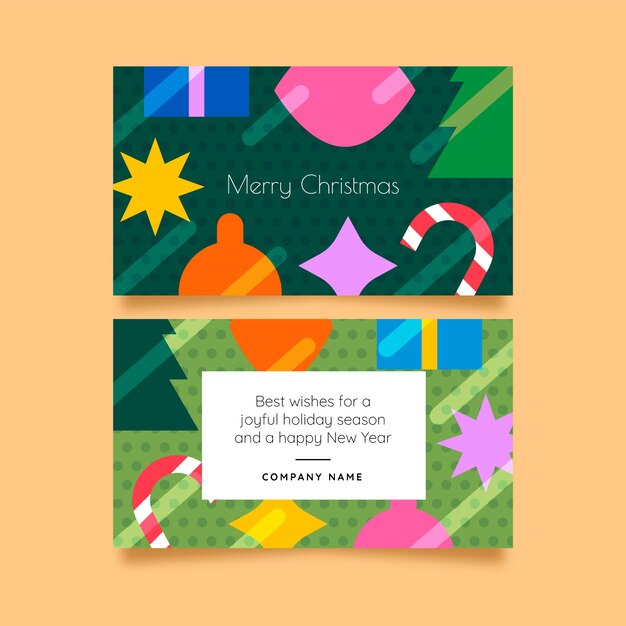 Plantilla de tarjetas de navidad de negocios planas